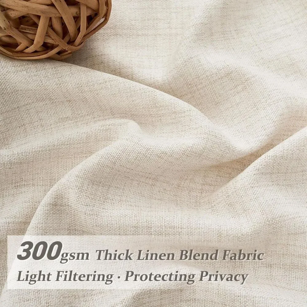 Brand New Furuno Cream Beige Pinch-Pleat Linen Curtains 40″ W × 84″ L – Set of 2